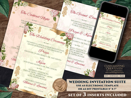 Wedding Invites Boho as Boho Flower Wedding card Garden, Boho Indian Invitations Pastel, Indian Wedding invites & Hindu Wedding card Florals