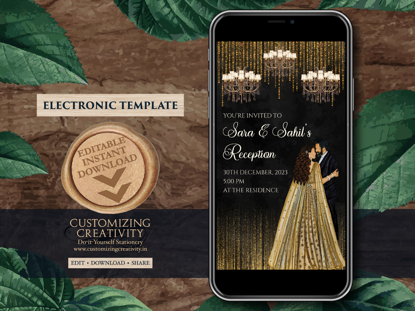 Reception invites & Digital Reception card, Indian Reception invitation as Indian Wedding card, Indian invitations as Indian Wedding invites