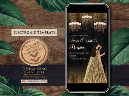 Reception invites & Digital Reception card, Indian Reception invitation as Indian Wedding card, Indian invitations as Indian Wedding invites