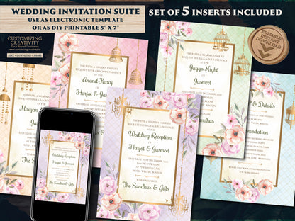 Sikh Wedding Invitations as Indian Wedding cards Floral, Anand Karaj Wedding invites Sikh & Sikh invitations Indian, Anand Karaj invitations
