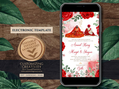 Digital Anand Karaj cards as Anand Karaj invites, Sikh invitations Digital & Sikh Wedding cards, Sikh wedding invites as Punjabi invitations