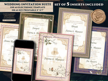 Muslim Wedding Invite Shaadi as lslamic Digital invites Wedding, Wedding invitation Muslim & Islamic invitations Muslim invitations Nikkah