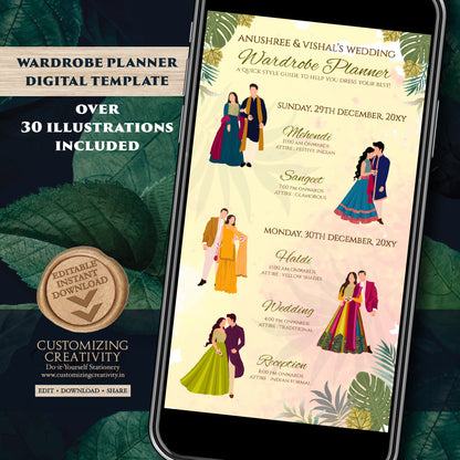 Indian wedding itinerary Digital Indian Wardrobe Planner & Hindu Wedding Program, Indian Wedding Program as Digital Indian wedding Timeline