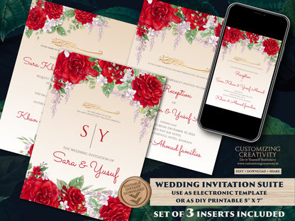 Muslim wedding cards Islamic as Nikkah cards, Digital Muslim Wedding Invitation Islamic, Nikkah invitation & Pakistani Wedding invite Muslim