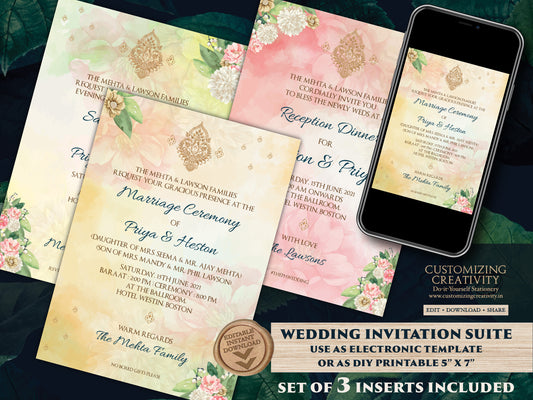 Sikh Wedding invitations as Punjabi Wedding invitations, Digital Punjabi Invites Electronic Indian & Anand Karaj Ceremony Gurudwara invites