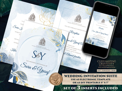Islamic invitations Digital Muslim wedding cards, Muslim Wedding Invite Islamic & Nikkah invitations, Digital Pakistani Wedding cards Muslim