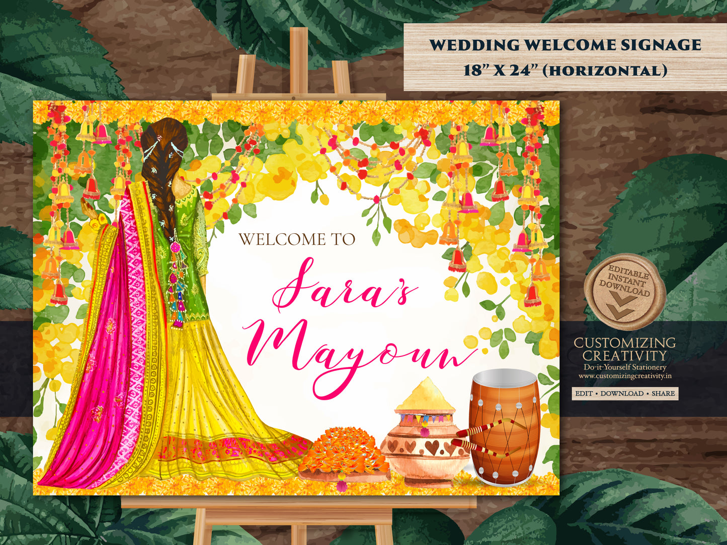 Mayoun Welcome signs as Haldi Welcome sign, Mayoun Signs as Mayoun decor, Mayoon signs as Mayoon decor, Maiyaan Welcome signs as Maiyan sign