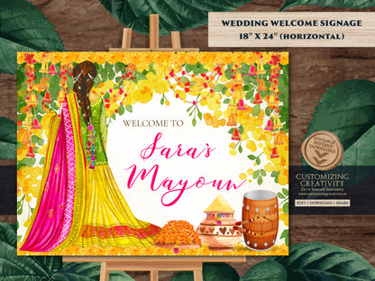 Mayoun Welcome signs as Haldi Welcome sign, Mayoun Signs as Mayoun decor, Mayoon signs as Mayoon decor, Maiyaan Welcome signs as Maiyan sign