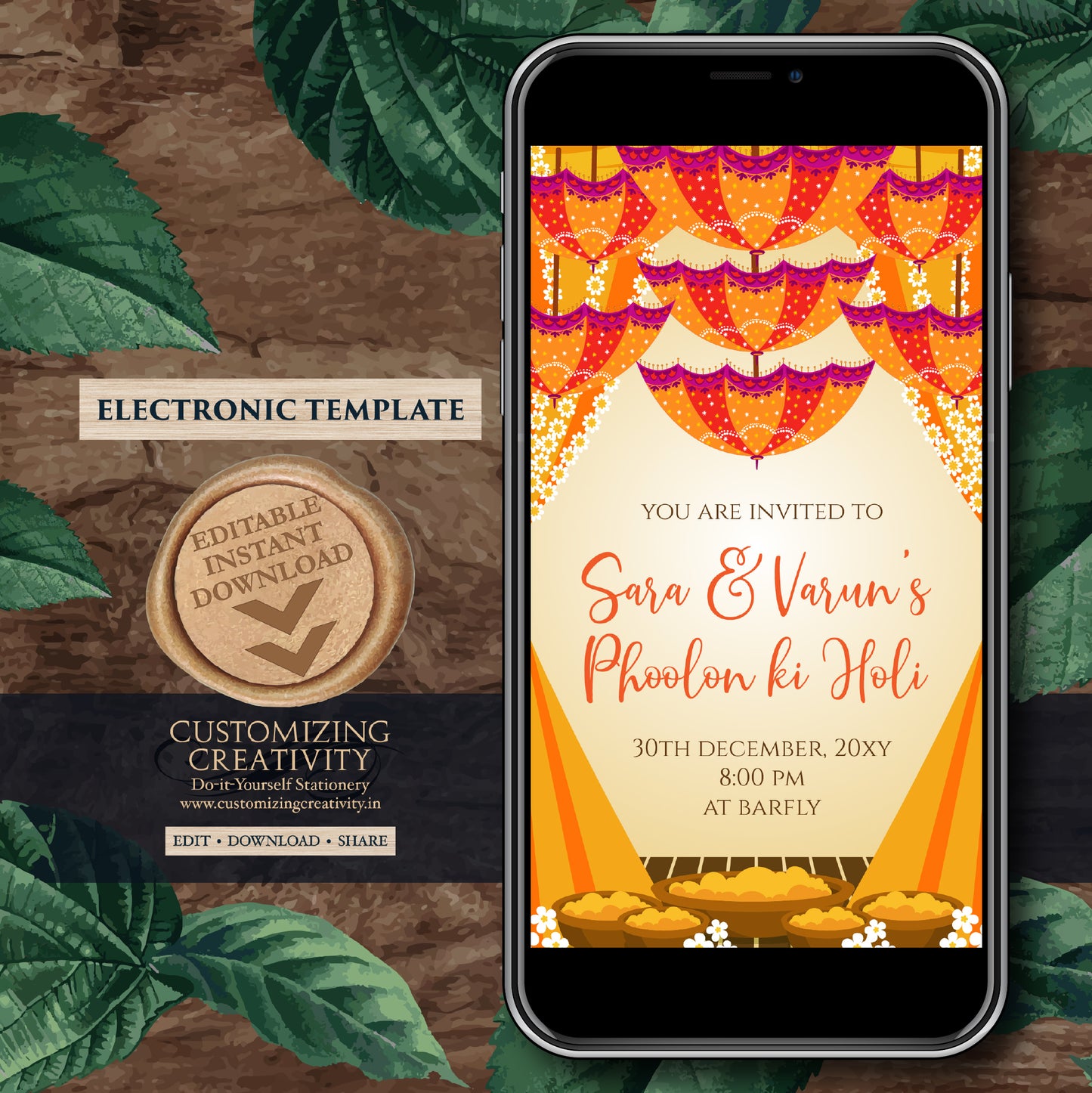Haldi invitations Digital Haldi invites, Pithi invitations & Mehndi invitations, Digital Pithi invites as Dholki invitations Mehndi invite