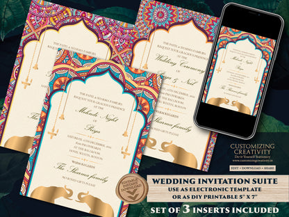 Elephant invitations Mandala as Indian invites Elephant, Indian Wedding cards as Elephant Wedding Invite Mandala, Invites Indian Elephants