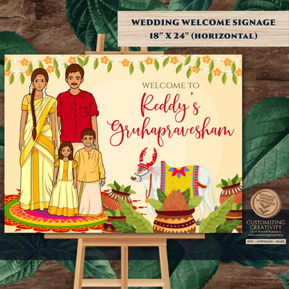 Gruhapravesam Welcome sign Indian Housewarming sign, Grihapravesh Welcome sign & Gruhapravesam signs, Indian Housewarming welcome signs