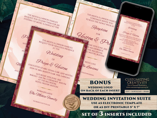 Indian Wedding invitations Pink as Wedding invitations Indian, Digital Indian Invites Electronic, Shaadi card Indian & Indian Wedding cards