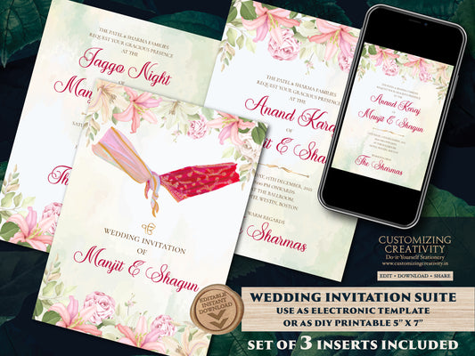 Sikh wedding cards Punjabi invitations, Anand Karaj invitations & Sikh wedding invitations, Punjabi wedding cards as Anand Karaj invites