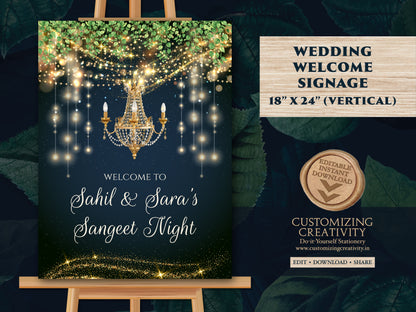 Sangeet Welcome Sign & Sangeet Decor, Sangeet Sign as Indian Wedding Poster Sangeet Night Sign, Sangeet Welcome board as Indian Wedding Sign