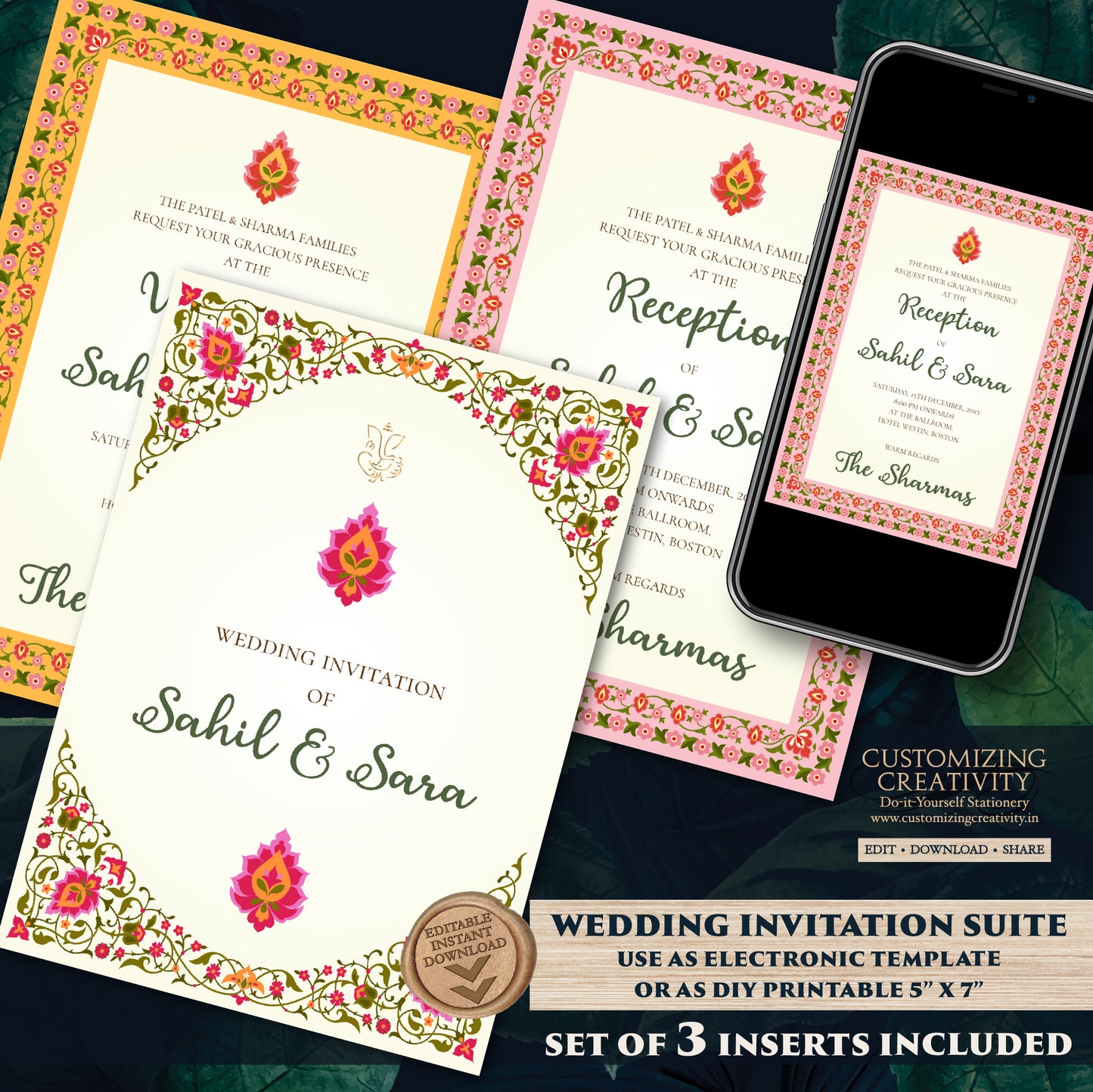 Indian wedding invitations Hindu Wedding invites, Indian wedding cards as Hindu Wedding cards, Hindu invitation & Hindu Wedding Invitation