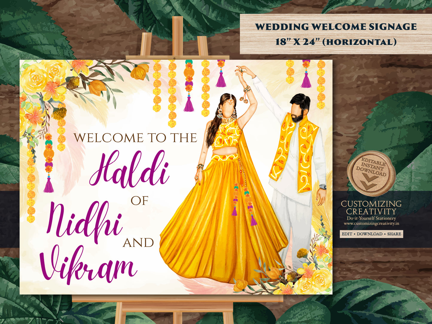 Welcome to Haldi Signs as Haldi Welcome Signs, Couple Haldi signages & Pithi signages, Haldi decoration as Haldi decor sign, Holud signages
