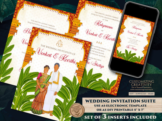 Tamil Wedding cards as Tamil wedding invitation, South Indian Wedding invitation & Tamil Wedding invite, Telugu Wedding invitation Indian