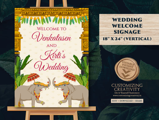 South Indian Wedding signs as Welcome Tamil Wedding signs, South Indian Welcome Signs as Kalyanam Welcome signs, South Indian Signs Wedding