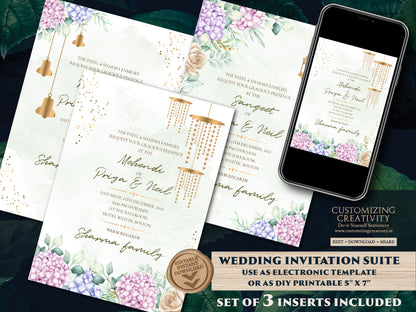 Hindu invitations Wedding a Floral invitation cards Hindu wedding, Pastel Indian Invites, Floral Wedding Invite Indian & Sikh Wedding Invite