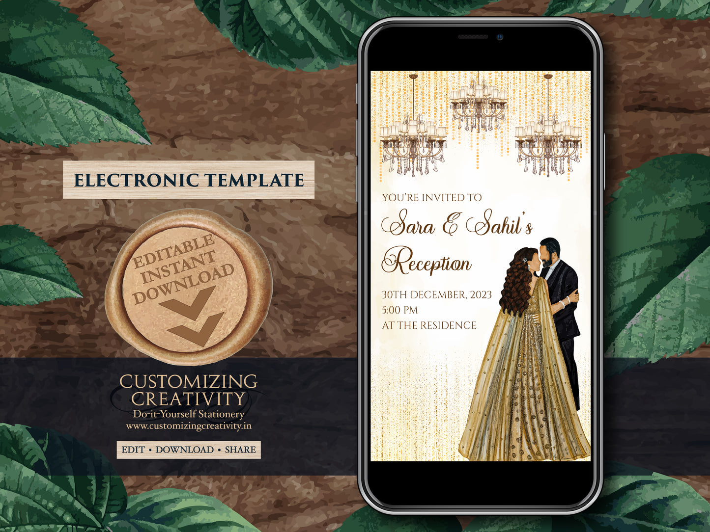 Reception invites & Digital Reception card, Indian Reception invitation as Indian Wedding card, Indian invitations as Indian Wedding invites