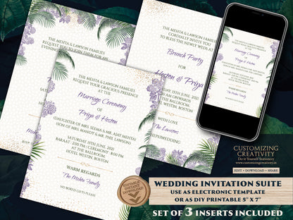 Indian Invites Tropical Wedding as Beach Wedding invitations, Spring Wedding cards, Summer Wedding Invite & Indian Wedding invitations Hindu