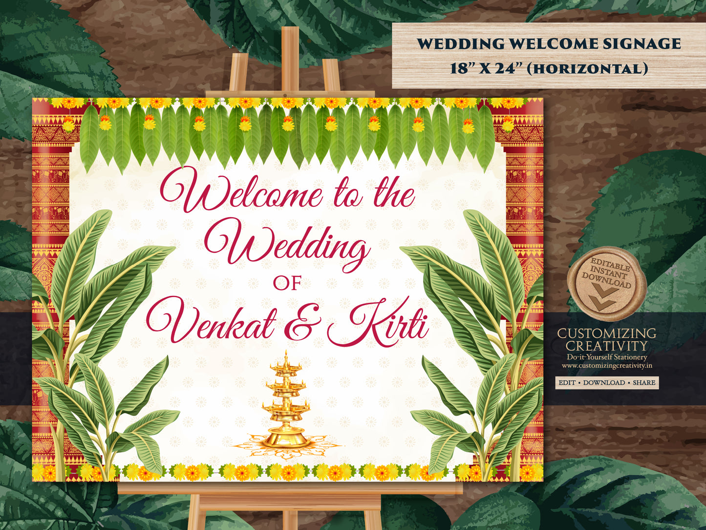 Kalyanam Welcome signs, Indian Welcome Tamil sign & Welcome South Indian signs as Welcome Telugu Wedding signs, South Indian Wedding Signs