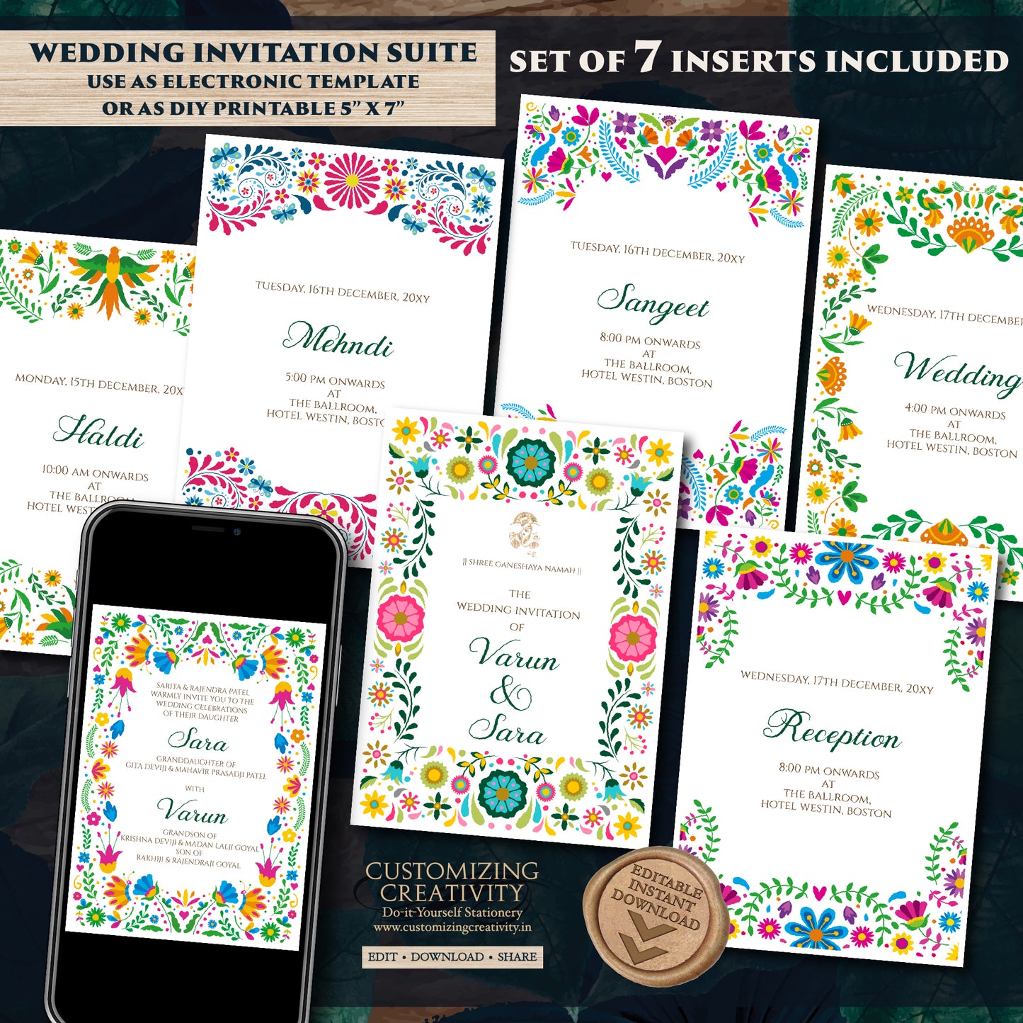 Indian wedding invite Gujarati Kankotri, Digital Hindu Wedding card & Indian Wedding invitation, Hindu invitation as Hindu wedding invite