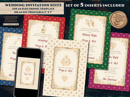 Indian Wedding Digital Invite as Indian Wedding invitation card Hindu, Indian invite template & Indian invitations Hindu Wedding card Indian