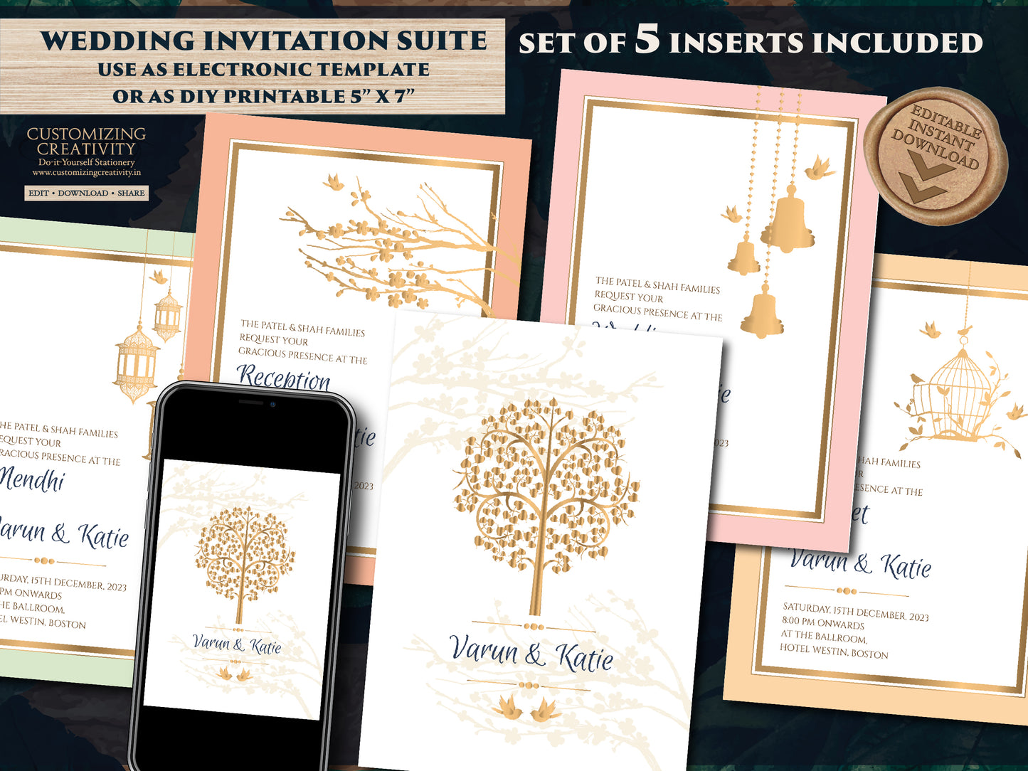 Indian invitation Hindu wedding card, Indian Wedding Invitations as Hindu Wedding invite, Gujarati Kankotri invites & Wedding invites Indian