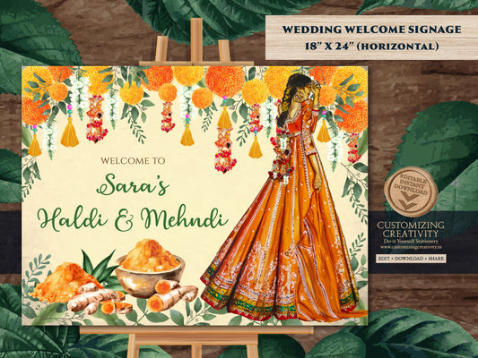 Haldi posters as Welcome to Haldi Sign, Haldi Welcome Signs & Haldi decor signs, Pithi Welcome sign as Wedding Haldi signs, Haldi decoration