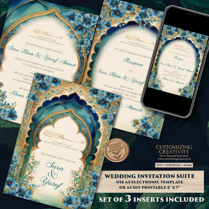 Muslim wedding Invitation Digital Nikkah invites, Digital Islamic Wedding Invitations & Muslim wedding cards as Digital Nikkah invitations