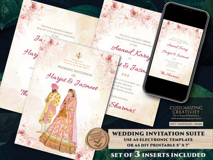 Sikh invitations as Sikh wedding card, Anand Karaj invitation & Sikh Wedding Invite Indian, Punjabi Wedding invite as Punjabi wedding card