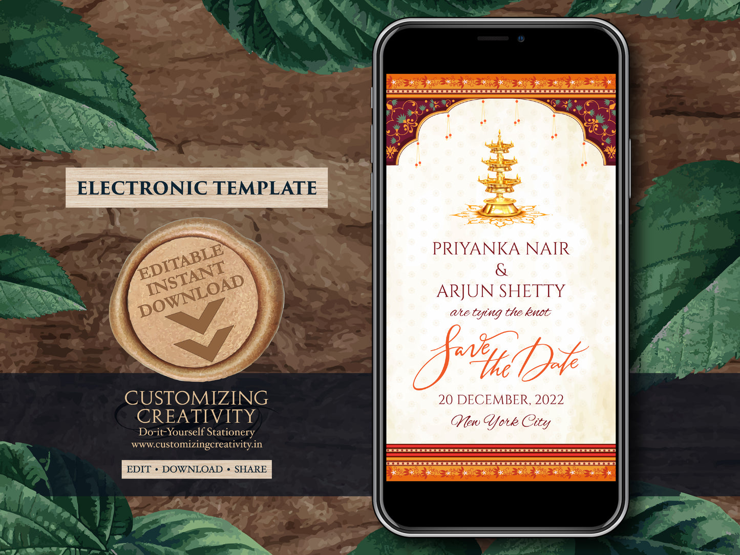 South Indian Wedding Save the Date: Telugu & Tamil (Digital Download)