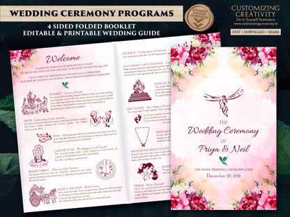 Hindu Ceremony program as Shaadi Program infographics Hindu wedding, Hindu Wedding Program as Indian Wedding Program printable Pheras guide