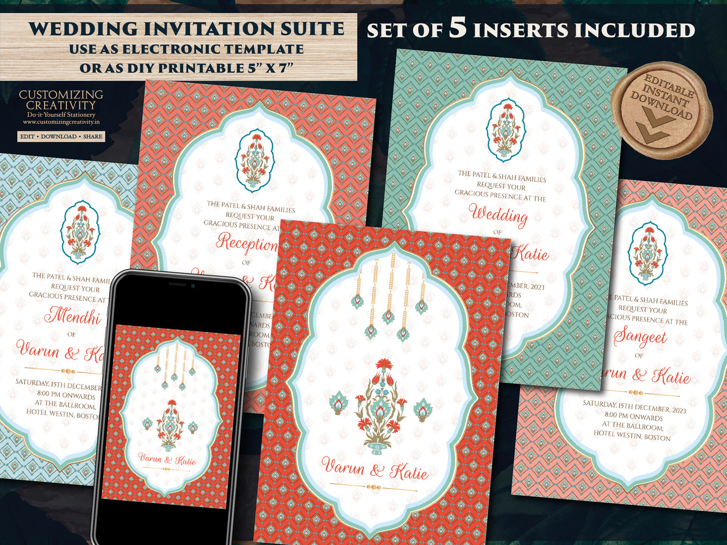Indian wedding invitation & Wedding invites Indian, Hindu invitation Indian wedding card, Hindu Wedding Invitations as Indian Wedding invite