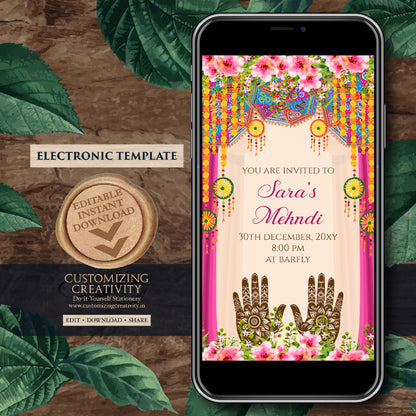 Digital Mehendi invitation Mehndi invite, Mehndi invitations Digital Dholki invite & Mendhi Night invite as Dholki invitations Mehndi cards