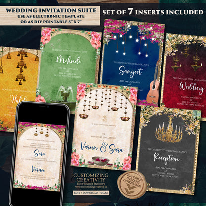 Indian wedding cards Hindu Wedding invitation, Indian wedding invitation as Hindu wedding card, Indian wedding invite & Hindu wedding invite