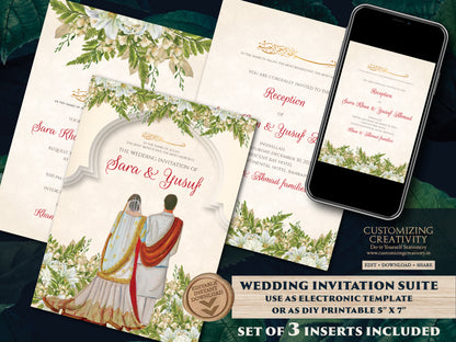 Islamic wedding cards Digital Nikkah Invitations, Digital Muslim wedding Invitation & Nikah invitation, Muslim Shaadi cards as Nikkah invite