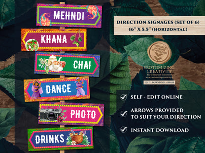 Mehndi decoration & Mehndi Signs, Mehndi Welcome signs as Dholki decoration, Mehendi decor as Haldi decoration, Haldi decor as Sangeet decor