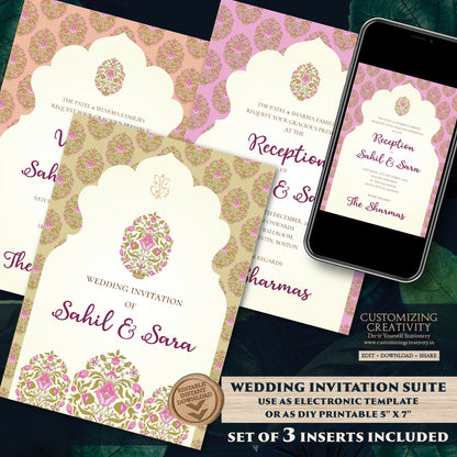 Digital Indian wedding card as Hindu Wedding, Hindu Wedding invite as Indian wedding invitation, Hindu invitation & Hindu Wedding Invitation