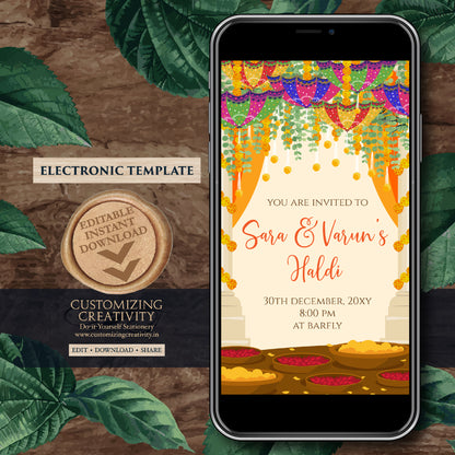Pithi invitations Mayoun invitations, Haldi invites Digital Haldi invitations & Mehndi invitations, Digital Mayoun invites as Pithi invites