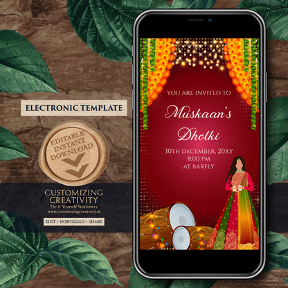 Dholki invitations Muslim Mehndi invites, Digital Dholki invites & Mehndi invitation, Mehendi invite as Digital Pakistani wedding invitation