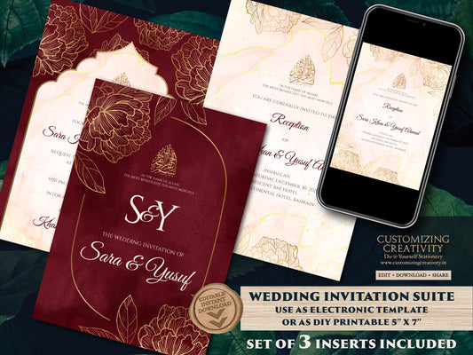 Muslim Wedding Invitation Islamic Nikkah invitation & Pakistani Wedding invite Muslim, Muslim wedding cards Islamic as Digital Nikkah cards