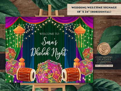 Dholak Welcome signs as Dholki Welcome Signs, Dholak Night signs as Punjabi Dholki signs, Muslim Dholki Decor signs & Dholki Night Signs