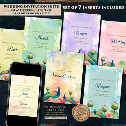 Indian wedding invitation Digital Hindu Wedding card, Indian Wedding invite as Indian wedding card, Hindu invitation as Hindu wedding invite