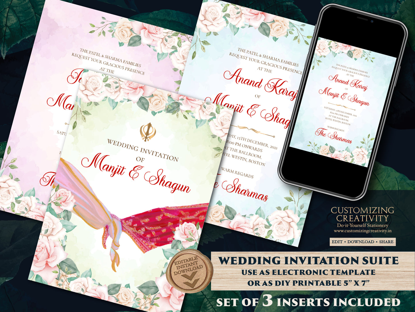 Punjabi wedding cards Sikh wedding invitations, Anand Karaj invitations as Sikh wedding cards & Punjabi invitations as Anand Karaj invites
