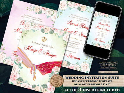 Punjabi wedding cards Sikh wedding invitations, Anand Karaj invitations as Sikh wedding cards & Punjabi invitations as Anand Karaj invites