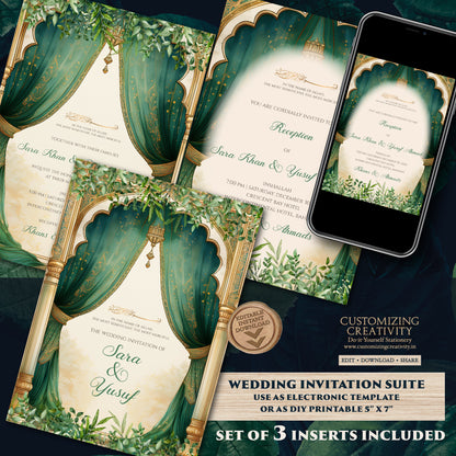 Digital Islamic Wedding Invitations & Muslim wedding cards, Muslim wedding Invitation Digital Nikkah invites as Digital Nikkah invitations