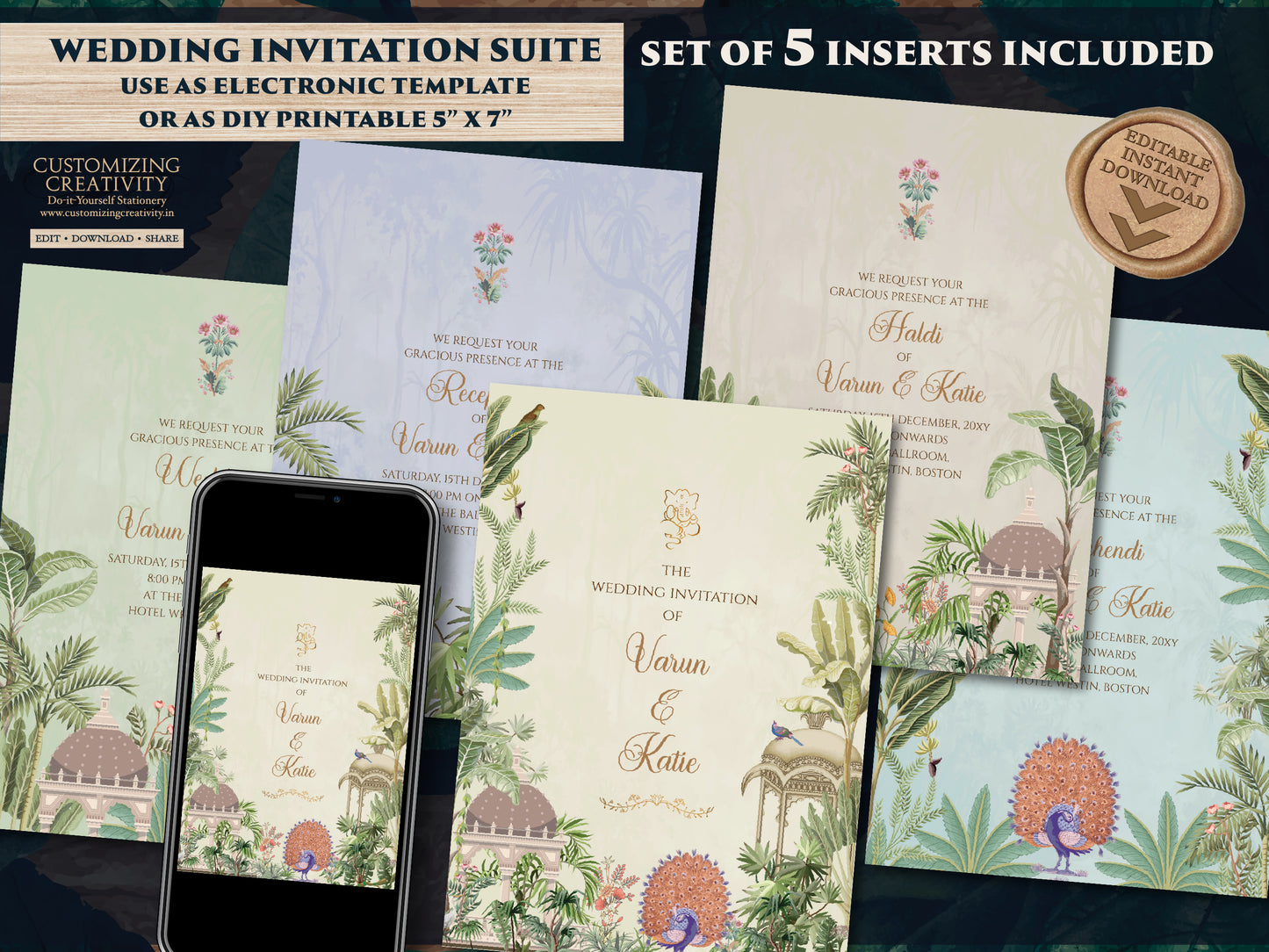 Indian wedding invitation Digital Hindu Wedding card, Indian wedding card as Indian Wedding invite, Hindu invitation as Hindu wedding invite