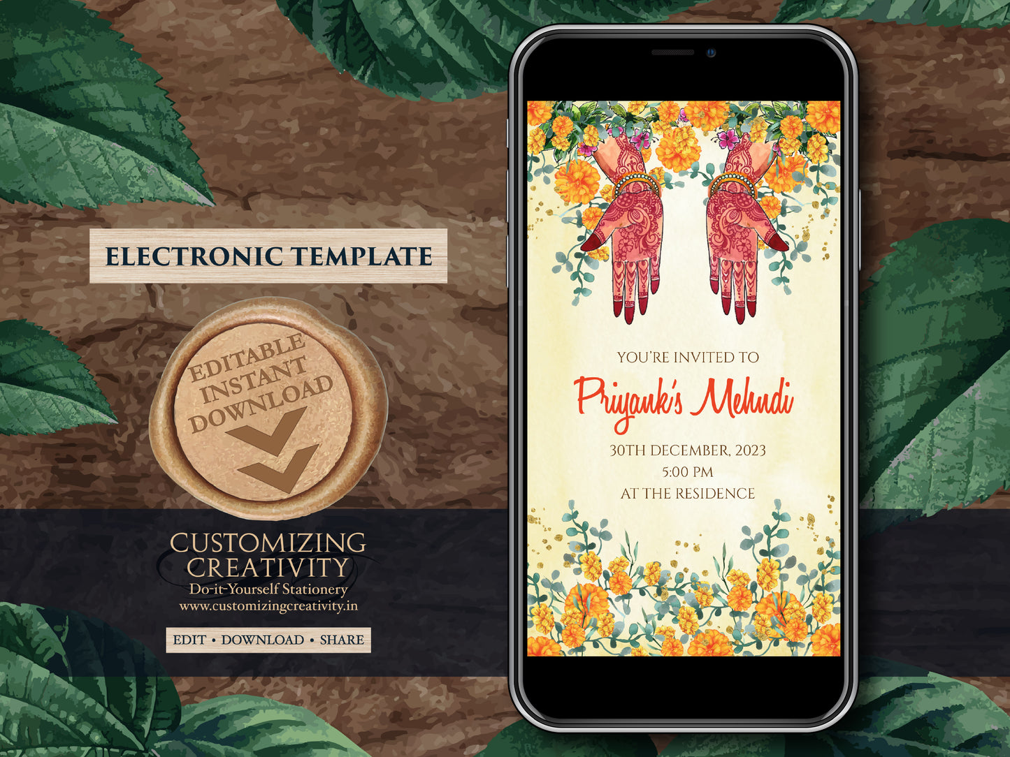 Mehndi invitations as Mendhi invites, Mendhi Night invites as Mehendi invites, Digital Mehndi invites & Mehndi Invites, Mehendi invitations